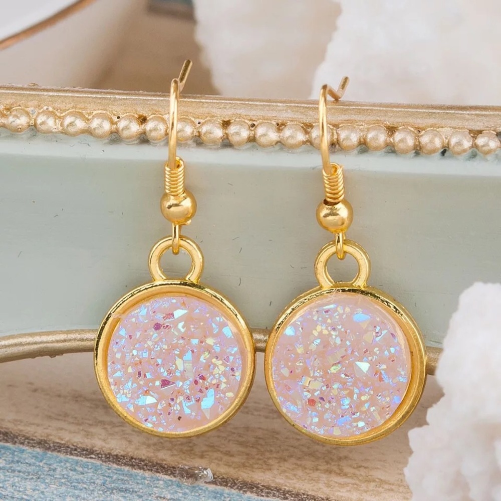 Druzy Earrings (Pale Pink)